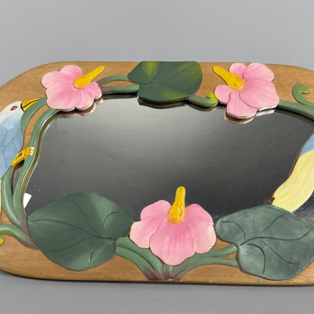 Oval Wall Mirror in Carved Wood For Sale - Image 5 of 10