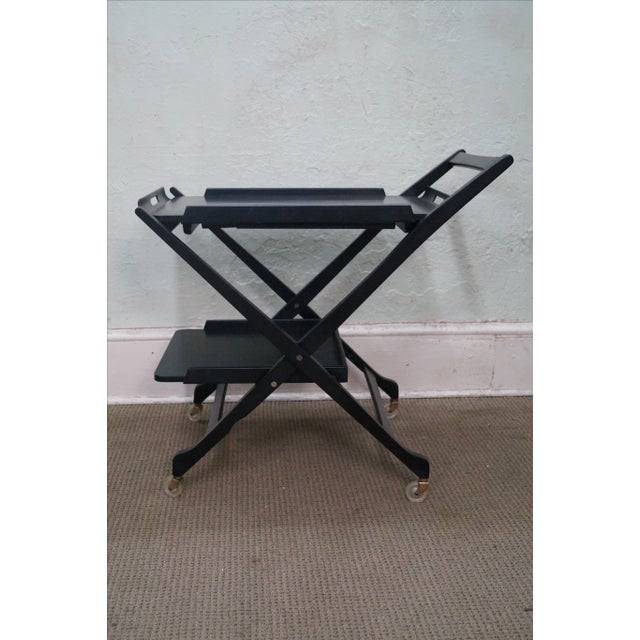 Italian Mid-Century Modern Black Ebonized Bar Cart For Sale - Image 9 of 10