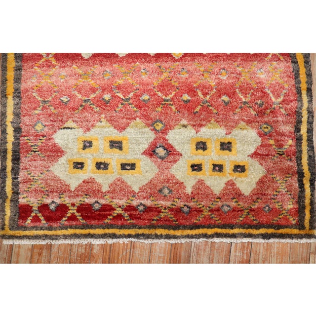 Folk Art Vintage Zabihi Collection Turkish Mini Square Red Rug - 2'6" x 3' For Sale - Image 3 of 4