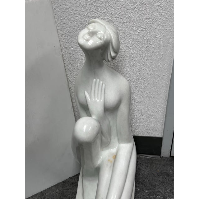 Art Deco Kneeling Woman Marble Sculpture For Sale - Image 4 of 12