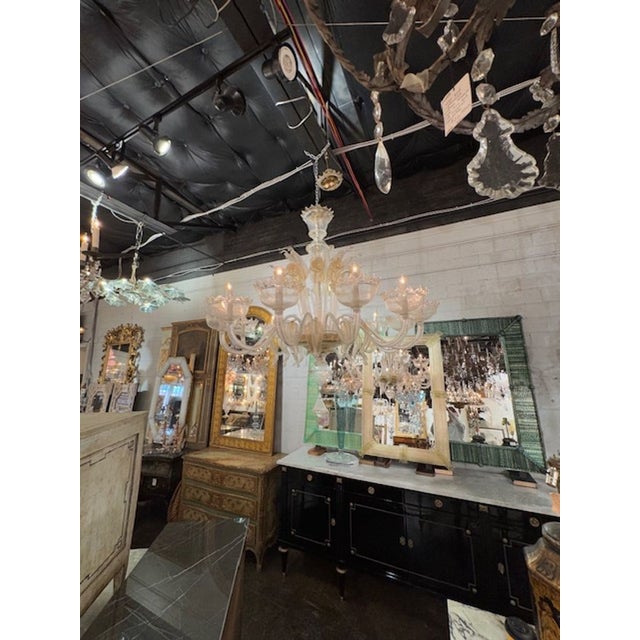Transparent Large Scale Italian Murano Glass Venetian Style Chandelier For Sale - Image 8 of 8