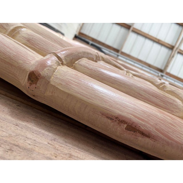 Vintage Coastal Faux Bamboo Pagoda Palmette Leaf Oval Mirror For Sale - Image 4 of 12