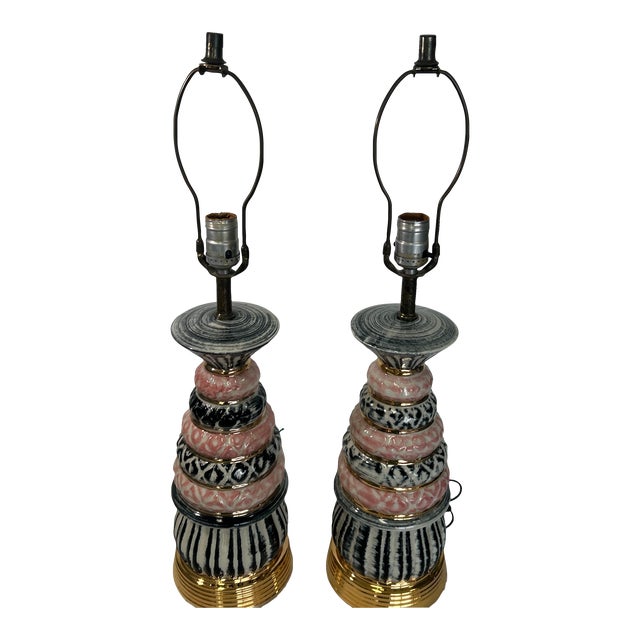 Pair of 50s Ceramic Lamps For Sale