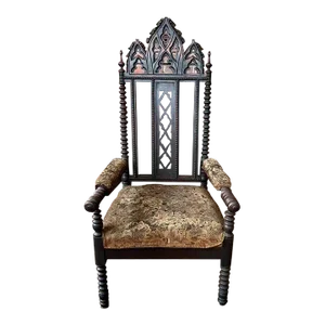 19th Century Antique American Gothic Revival Arm Chair Throne