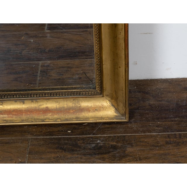 French Turn of the Century 1900s Narrow Giltwood Split Mirror with Molded Frame For Sale In Atlanta - Image 6 of 10