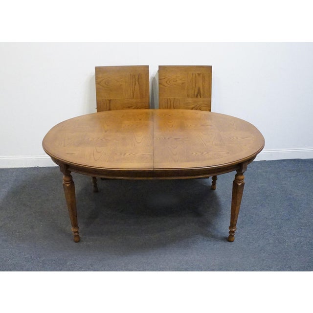 Drexel Furniture Bishopgate Collection Solid Walnut English Tudor Style 104" Oval Dining Table 160-336 For Sale In Kansas City - Image 6 of 10