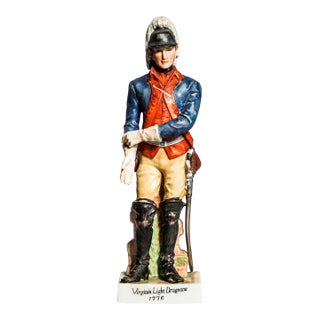Americana Vintage Virginia Light Dragoons 1776 Porcelain Soldier Figurine Statue American Revolution History Militaria Unform For Sale