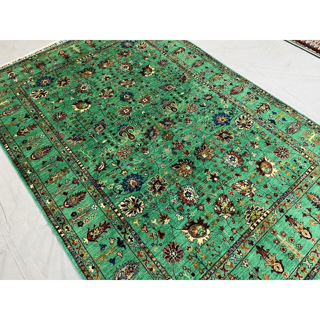 Turquoise Sultani Persian-Inspired Floral Rug, 5'8" X 8'2" For Sale - Image 6 of 14