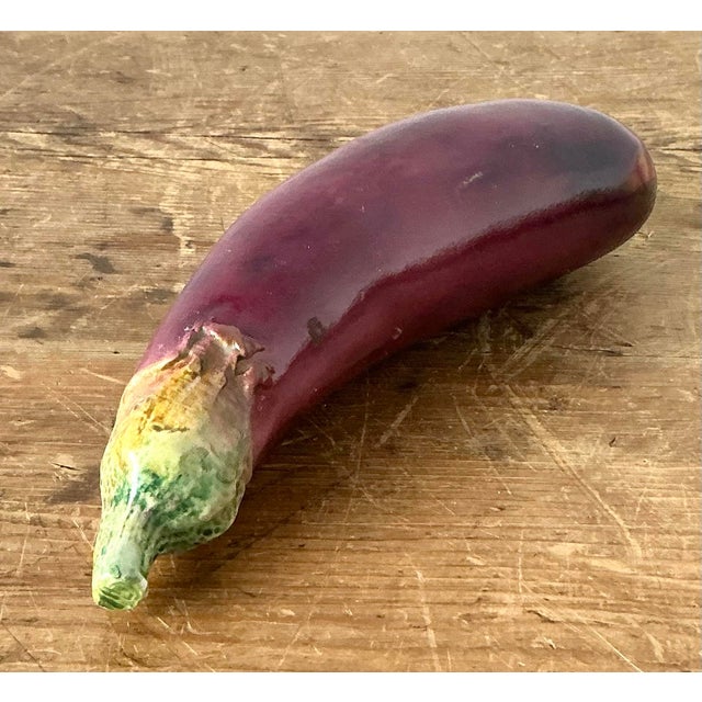Ceramic Vintage Italian Glazed Ceramic Eggplant For Sale - Image 7 of 11