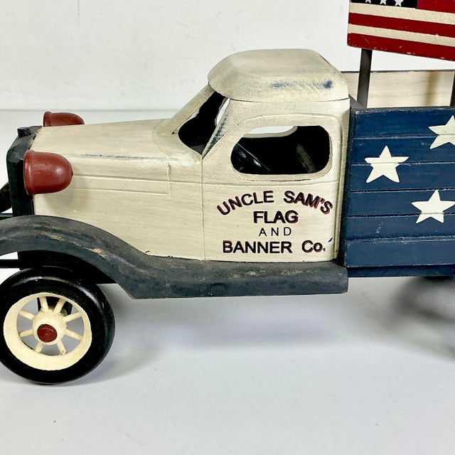 1980s 1980s Vintage Boho Chic Americana Arts & Crafts Uncle Sam’s Banner & Flag Co Truck Holiday Accent - 4th of July For Sale - Image 5 of 15