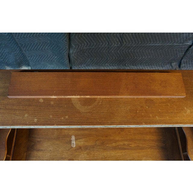 Antique Victorian Revival Walnut Spinet Writing Desk Secretary Library Table For Sale - Image 4 of 18
