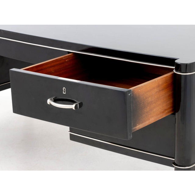 De Coene Frères De Coene Freres Black Lacquered Desk For Sale - Image 4 of 11