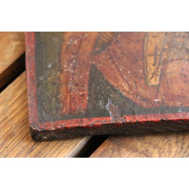 18th Century Russian Orthodox St. Nicholas Icon on Wood Panel For Sale - Image 10 of 17