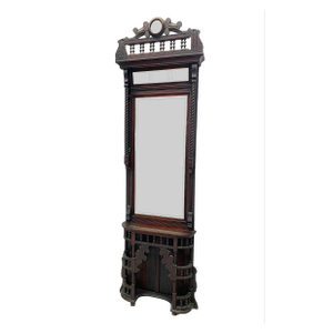 Late 19th Century Victorian Carved Mahogany Pier Mirror With Shelf