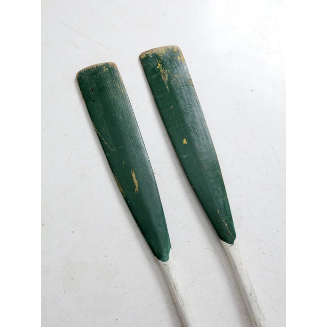 Mid 20th Century Vintage Painted Wooden Oars Pair For Sale - Image 5 of 12