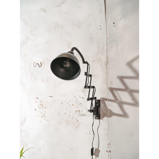 1960s Vintage Machine Black Scissor Lamp with Gooseneck, 1960s For Sale - Image 5 of 14