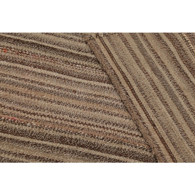 Brown Rug & Kilim’s Modern Rez Flatweave Kilim in Brown Textural Stripes For Sale - Image 8 of 9