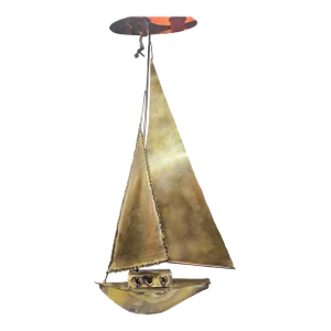 Vintage MCM 1970's Brass Sailboat Sculpture
