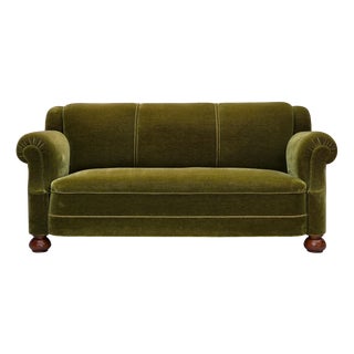 Danish 3-Seater Sofa in Green Velour with Beech Legs, 1960s For Sale