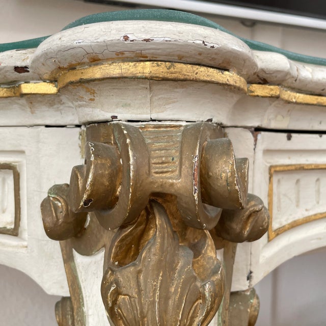 Antique White 19th Century French Painted and Gilt Console Table For Sale - Image 8 of 13