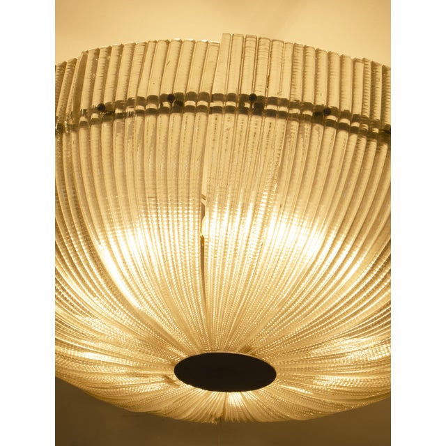 Transparent Mid-20th Century Mid Century Modern Murano Glass Circular Flush Mount Luminary by Paolo Venini, Italy For Sale - Image 8 of 9