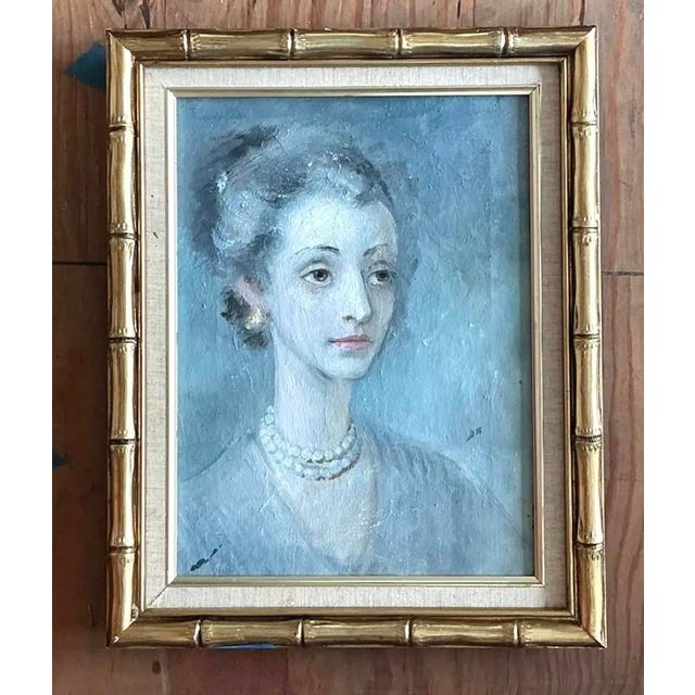 Vintage Original Portrait of Woman on Canvas For Sale - Image 10 of 12