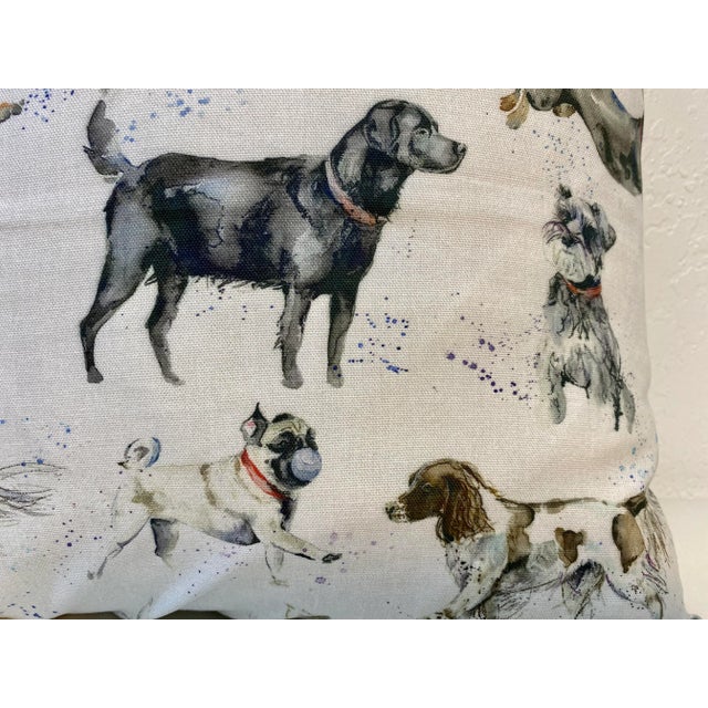 20” Square Pillow Decorated With Various Dog Breeds at Play - Made in U K For Sale In Dallas - Image 6 of 9