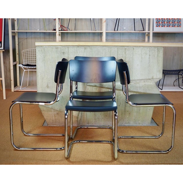 Black S43 Cantilever Chairs by Mart Stam & Marcel Breuer for Thonet, 2010s, Set of 4 For Sale - Image 13 of 13