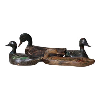 19th Century French Handcarved Wooden Duck Decoys- Set of 4 For Sale