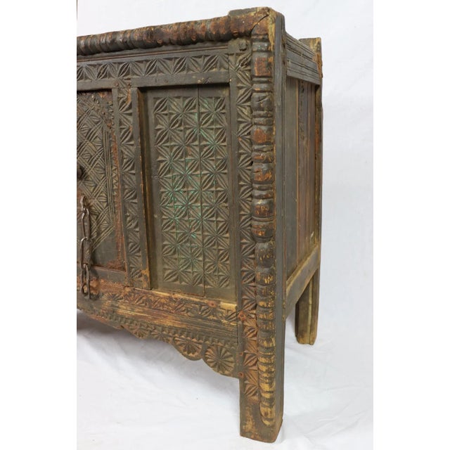 Brown Antique Nomadic Turkmen Yurt Treasure Dowry Chest For Sale - Image 8 of 12