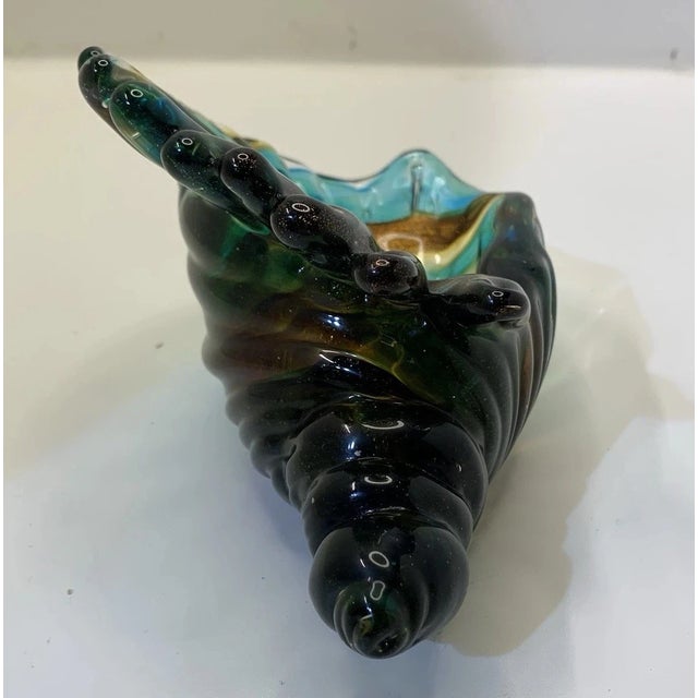 Mid-Century Modern Vintage MCM Murano Style Hand Blown Art Glass Conch Shell Sculpture For Sale - Image 3 of 7