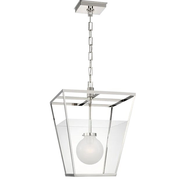 Ray Booth for Visual Comfort Signature Illume 18" Lantern in Polished Nickel with Clear Glass For Sale
