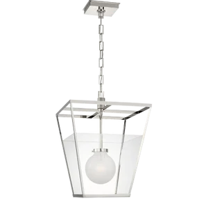 Ray Booth for Visual Comfort Signature Illume 18" Lantern in Polished Nickel with Clear Glass