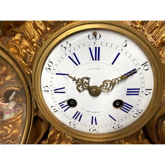 1860s Japy Freres Louis XVI Gold Bronze Sevres Clock For Sale - Image 14 of 18