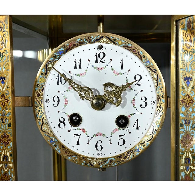 Gray Napoleon III Clock with Columns in Onyx and Enamels, 19th Century For Sale - Image 8 of 18