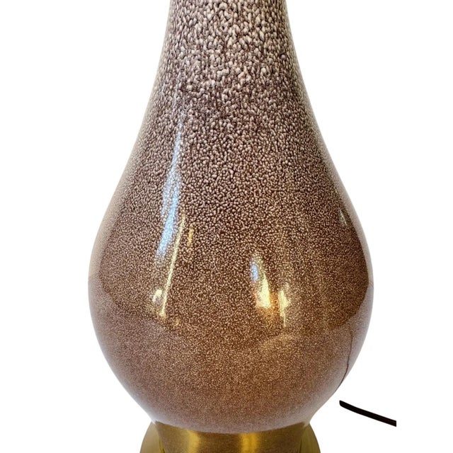 Mid-Century Modern Mid 20th Century Mid-Century Modern Table Lamp With Graduated Pebble Texture and Brass Base For Sale - Image 3 of 7