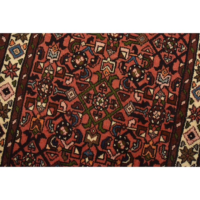 Hamedan Runner 2’4” X 9’7” Red Wool Vintage Tribal Hand-Knotted Rug For Sale - Image 4 of 13
