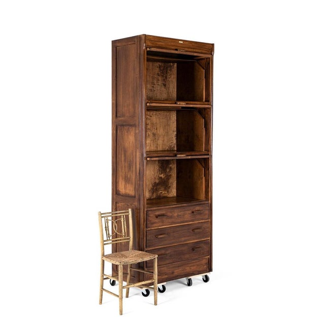 Wood Tall Glazed Haberdashery Cabinet For Sale - Image 7 of 18