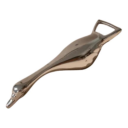 Mid-Century Silver-Plated Goose Bottle Opener, Italy, 1960s For Sale