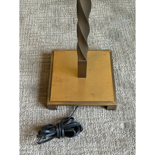 Late 20th Century Late 20th Century Baker Twisted Bronze Tone Floor Lamp With Custom Shade For Sale - Image 5 of 6
