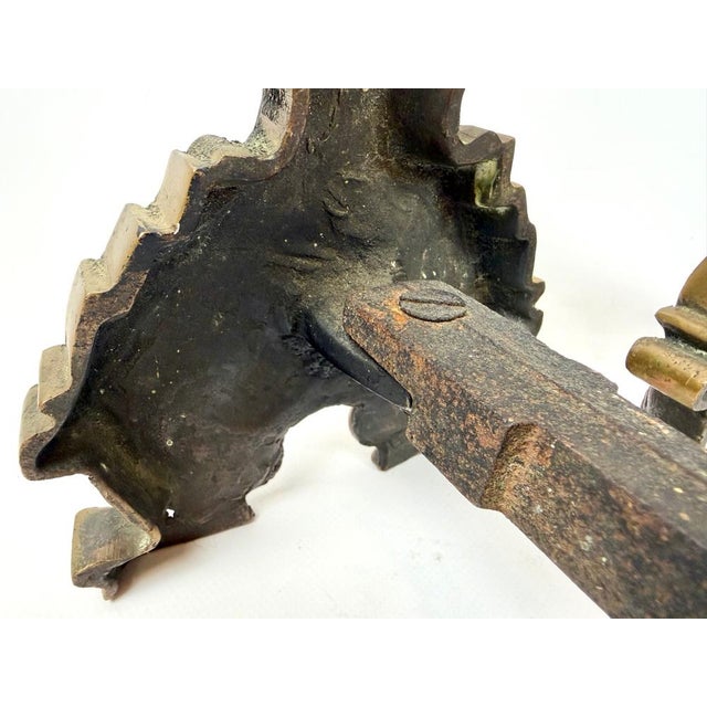 French Louis XV Style Bronze Andirons, 1800s, Set of 2 For Sale - Image 9 of 11
