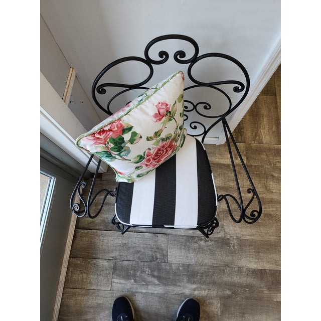 Vintage Wrought Iron Garden Armchair With Cabriole Legs For Sale - Image 11 of 15