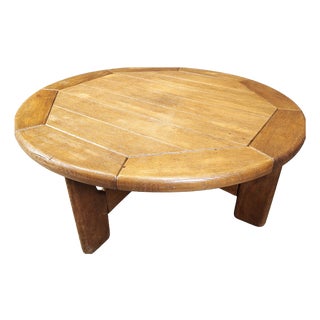 Danish Round Oak Coffee Table, 1960s For Sale