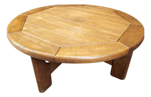 Danish Round Oak Coffee Table, 1960s
