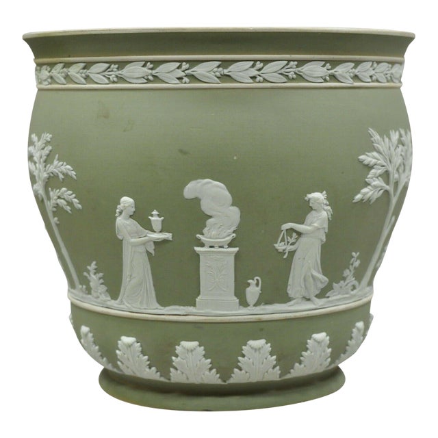 Wedgwood Sage Green Jasperware Planter Chairish
