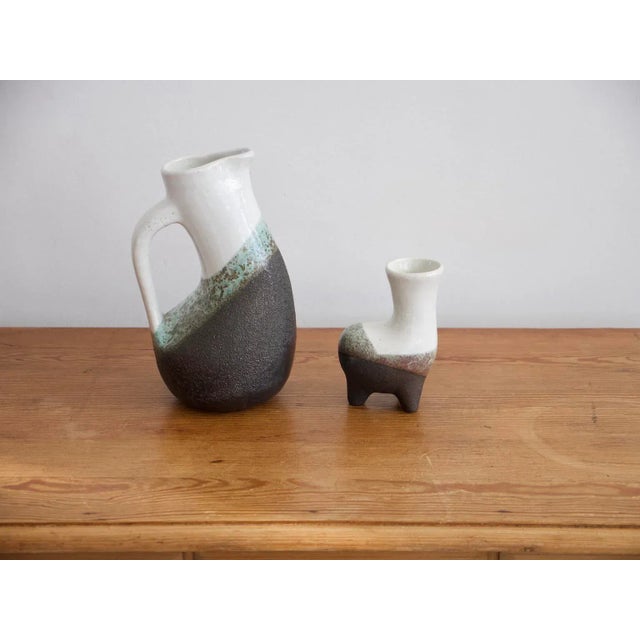 Rustic Enameled Earthenware Jug and Vase Set from Gilbert Valentin, 1950s, Set of 2 For Sale - Image 3 of 12