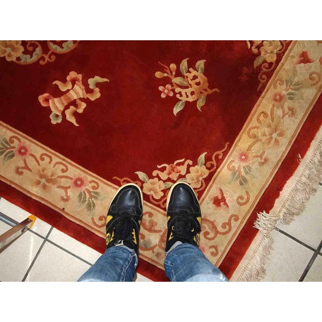 Orange 1970s Handmade Vintage Art Deco Chinese Rug 3'9" X 6'5" For Sale - Image 8 of 10