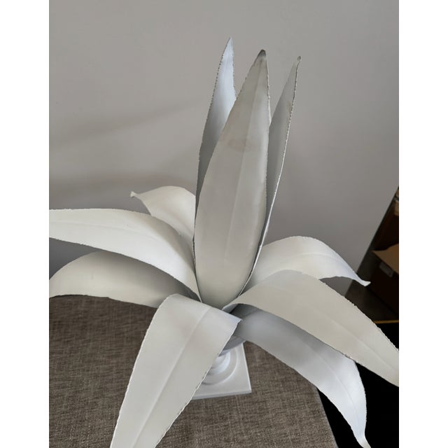 White Late 20th Century Pair of Lyon Metal Sculptures in Urns For Sale - Image 8 of 11