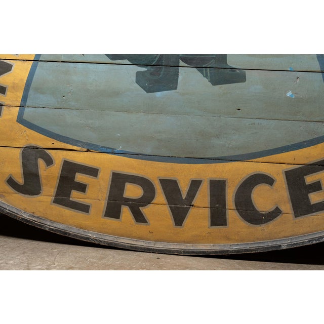 Wood Oversize Antique Industrial Electric Service Hand-Painted Wooden Sign For Sale - Image 7 of 15