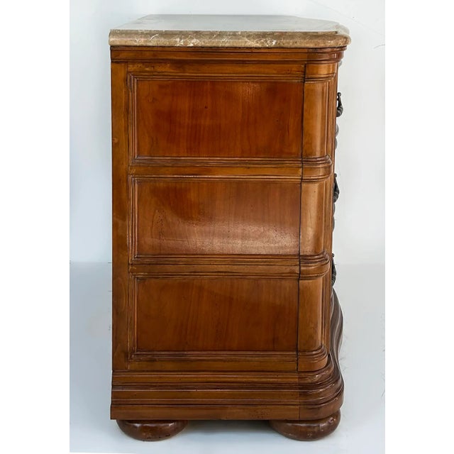 Wood Bernhardt Walnut Marble Top Chests of Drawers Night Stands With Brass Hardware, Vintage Pair For Sale - Image 7 of 12